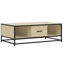 sofabord 90x57x35 cm konstrueret træ og metal sonoma-eg