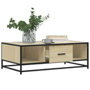 sofabord 90x57x35 cm konstrueret træ og metal sonoma-eg
