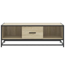 sofabord 90x57x35 cm konstrueret træ og metal sonoma-eg