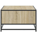 sofabord 90x57x35 cm konstrueret træ og metal sonoma-eg