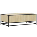sofabord 90x57x35 cm konstrueret træ og metal sonoma-eg