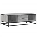 sofabord 100x57x35 cm konstrueret træ og metal grå sonoma-eg
