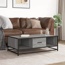sofabord 100x57x35 cm konstrueret træ og metal grå sonoma-eg