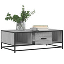 sofabord 100x57x35 cm konstrueret træ og metal grå sonoma-eg