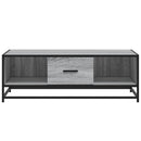 sofabord 100x57x35 cm konstrueret træ og metal grå sonoma-eg