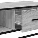 sofabord 100x57x35 cm konstrueret træ og metal grå sonoma-eg