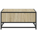 sofabord 60,5x60,5x30 cm konstrueret træ og metal sonoma-eg