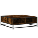 sofabord 80x80x30 cm konstrueret træ og metal røget egetræ
