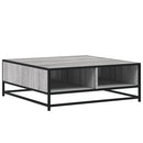 sofabord 80x80x30 cm konstrueret træ og metal grå sonoma-eg