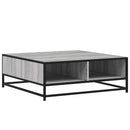 sofabord 80x80x30 cm konstrueret træ og metal grå sonoma-eg