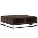 sofabord 80x80x30 cm konstrueret træ og metal brunt eg