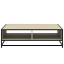 sofabord 100x100x30 cm konstrueret træ og metal sonoma-eg