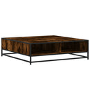 sofabord 100x100x30 cm konstrueret træ og metal røget egetræ