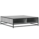 sofabord 100x100x30 cm konstrueret træ og metal grå sonoma-eg