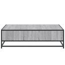 sofabord 100x100x30 cm konstrueret træ og metal grå sonoma-eg