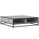 sofabord 100x100x30 cm konstrueret træ og metal grå sonoma-eg