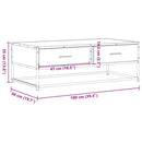sofabord 100x50x35 cm massivt konstrueret træ og metal sort
