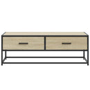 sofabord 100x50x35 cm konstrueret træ og metal sonoma-eg