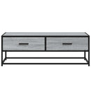 sofabord 100x50x35 cm konstrueret træ og metal grå sonoma-eg