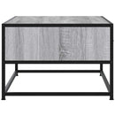 sofabord 100x50x35 cm konstrueret træ og metal grå sonoma-eg