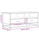 sofabord 100x50x45 cm konstrueret træ og metal sort