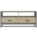 sofabord 100x50x45 cm konstrueret træ og metal sonoma-eg