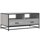 sofabord 100x50x45 cm konstrueret træ og metal grå sonoma-eg