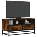 tv-bord 80x34,5x40 cm konstrueret træ metal røget egetræsfarve