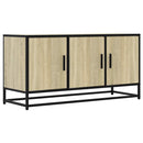 tv-bord 100x35x50 cm konstrueret træ og metal sonoma-eg