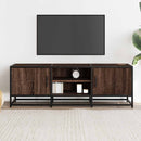 tv-bord 120x35x41 cm konstrueret træ og metal brun egetræsfarve