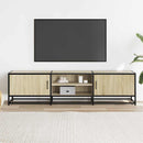 tv-bord 160x35x41 cm konstrueret træ og metal sonoma-eg