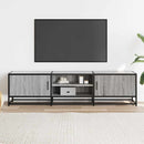 tv-bord 160x35x41 cm konstrueret træ og metal grå sonoma-eg