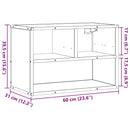 tv-bord 60x31x39,5 cm konstrueret træ og metal sonoma-eg