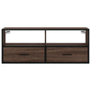 tv-bord 100x31x39,5 cm konstrueret træ og metal brunt eg