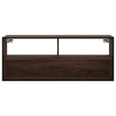 tv-bord 100x31x39,5 cm konstrueret træ og metal brunt eg