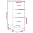 skab 35,5x35x76 cm konstrueret træ og metal sonoma-eg