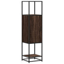 skab brun egetræ 35,5x35x139 cm konstrueret træ og metal