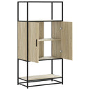 skab sonoma-eg 68x35x139 cm konstrueret træ og metal