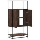 skab brun egetræ 68x35x139 cm konstrueret træ og metal