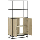 skab sonoma-eg 68x35x139 cm konstrueret træ og metal