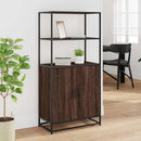 skab brun egetræ 68x35x139 cm konstrueret træ og metal