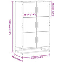 skab 68x35x106,5 cm konstrueret træ og metal sort