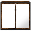 badeværelsesskab + spejl 65x20x60 cm konstrueret træ røget eg
