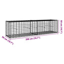 gabionkurv med cover 200x50x50 cm galvaniseret jern