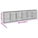 gabionkurv med cover 600x50x150 cm galvaniseret jern