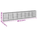 gabionkurv med cover 800x50x150 cm galvaniseret jern