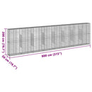 gabionkurv med cover 800x50x200 cm galvaniseret jern