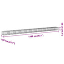 gabionkurv med cover 1100x100x50 cm galvaniseret jern