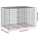 gabionkurv med cover 150x100x100 cm galvaniseret jern