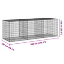 gabionkurv med cover 300x100x100 cm galvaniseret jern